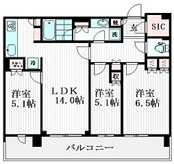 HARUMI FLAG SUN VILLAGE D棟 6階3LDKの間取り