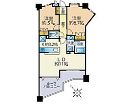 グランドシティ勝どきアーバンオアシス 2LDKの間取図画像