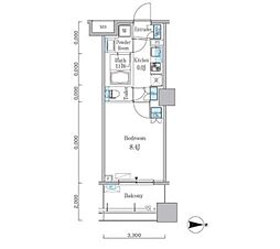 パークキューブ亀戸 1Kの間取図画像
