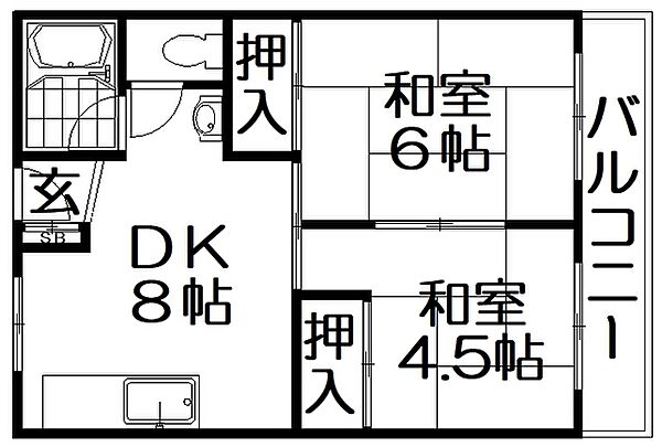 清水谷コーポ ｜大阪府寝屋川市末広町(賃貸マンション2DK・2階・41.80㎡)の写真 その2