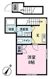 カインドネス町田旭町 2階ワンルームの間取り