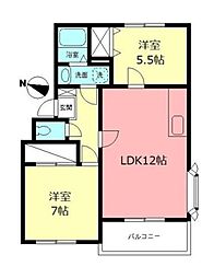 エンブレム 2LDKの間取図画像
