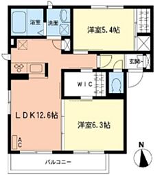パルフェB 2LDKの間取図画像