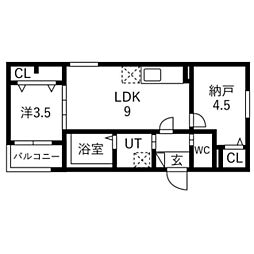 CALME 1SLDKの間取図画像