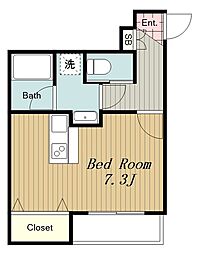 スターダスト麻生2 ワンルームの間取図画像