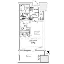 麻布台ヒルズ レジデンスB ワンルームの間取図画像