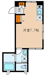メゾン ド ボヌール 1階ワンルームの間取り