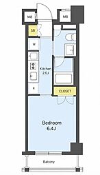 プライムアーバン長原上池台 1Kの間取図画像