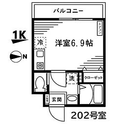 サントワマミー王子神谷 ワンルームの間取図画像