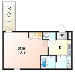 フジパレス湯里5番館 1Kの間取図画像