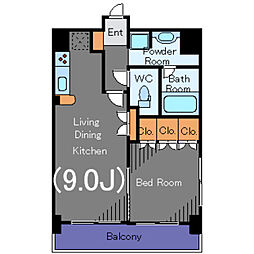 エコロジー大井町レジデンス 3階1LDKの間取り