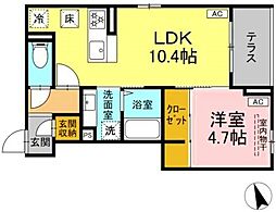 Asset-Court調布ヶ丘 201 2階1LDKの間取り