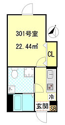 CFジオーレ西小岩五丁目 3階1Kの間取り