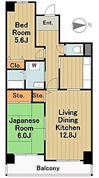 コーポレート相模原三丁目 9階2LDKの間取り