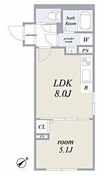 エルファーロ赤坂 2階1LDKの間取り
