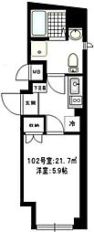 b'CASATABATA 1Kの間取図画像
