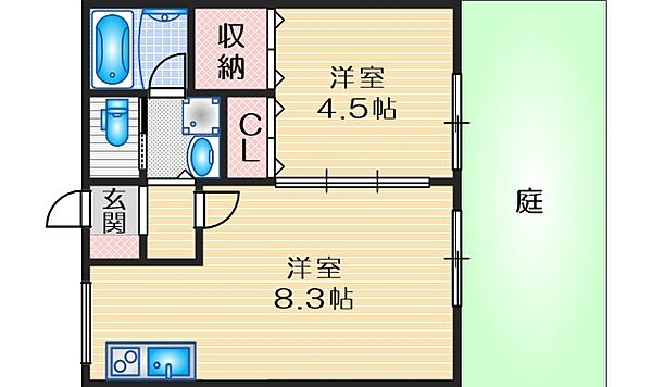 曽根グリーンハイツ ｜大阪府豊中市曽根東町５丁目(賃貸アパート1LDK・1階・30.00㎡)の写真 その2