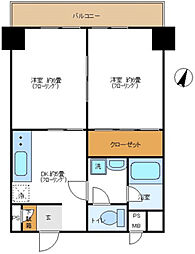 東京メトロ日比谷線 広尾駅 徒歩4分の賃貸マンション 5階2DKの間取り