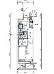 東急目黒線 不動前駅 徒歩3分の賃貸マンション 2階1Kの間取り