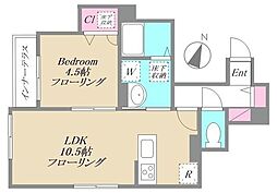 イーリス西大井 1階1LDKの間取り