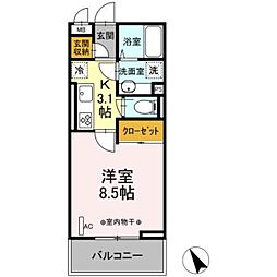 グランスタシオン宮上1 1Kの間取図画像