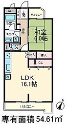 ソレイユ王子神谷 2DKの間取図画像