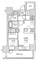 Alivis十条 11階1LDKの間取り