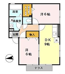 モンソレイユ 2DKの間取図画像