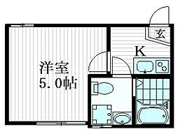 プルミエール よつ木 3階1Kの間取り