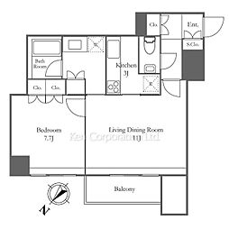 パークハウス赤坂氷川 1LDKの間取図画像