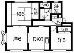 リベール・オオバラ 3DKの間取図画像