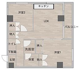 東京メトロ南北線 白金台駅 徒歩1分の賃貸マンション 4階2LDKの間取り