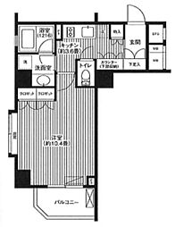 グランハイツ代々木 9階1Kの間取り