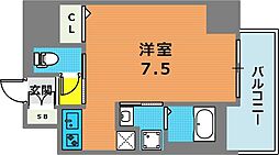 MJC神戸ブレイヴ 6階ワンルームの間取り