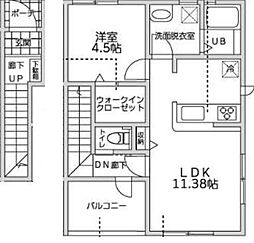 リーブルファイン八丁目1号棟 2階1LDKの間取り