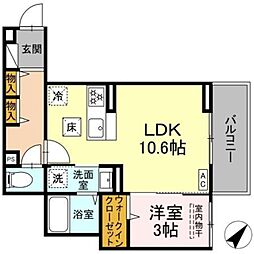 D Paina Namamugi III 1LDKの間取図画像