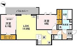 マルシェル館浦和美園 1階2LDKの間取り