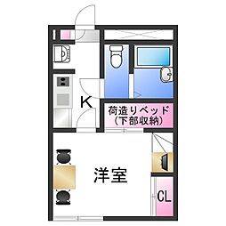 レオパレス北新博労町 1Kの間取図画像