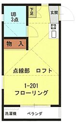 デュエットミタカ1番館 ワンルームの間取図画像