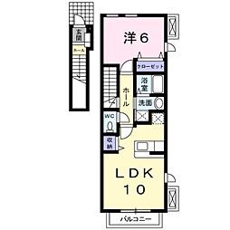 パークサイド颯 1LDKの間取図画像