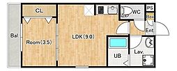 (仮称)ジーメゾン岩槻本町ヒナリア 1LDKの間取図画像