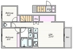 立川市幸町1丁目集合住宅 2階2LDKの間取り