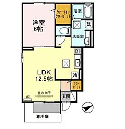 ブランドール松江東 1LDKの間取図画像
