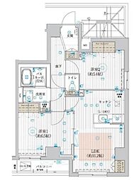 フュージョナル浮間舟渡 3階2LDKの間取り