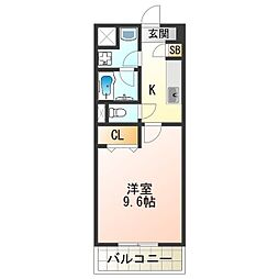 フランディルりんくう 1Kの間取図画像