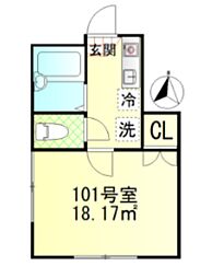 レジデンツ本蓮沼 1Kの間取図画像