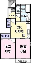 メゾン・アヴニールI 1階2DKの間取り