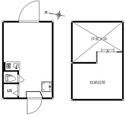 西武新宿線 都立家政駅 徒歩3分の賃貸アパート 2階ワンルームの間取り