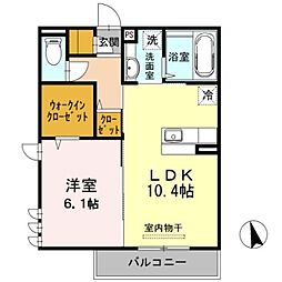 セントラルコート昭島 1LDKの間取図画像
