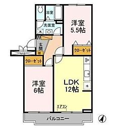 サンルミエール 2LDKの間取図画像